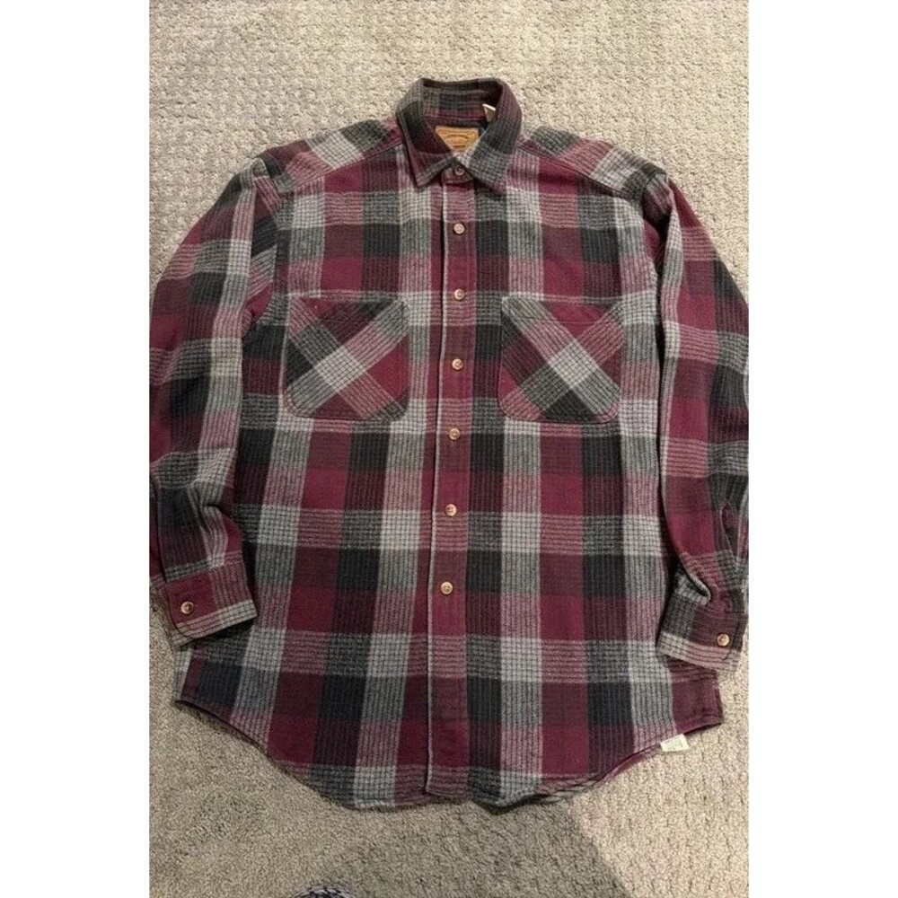 Vintage St. John's Bay Men's Heavyweight Cotton Plaid Flannel Shirt